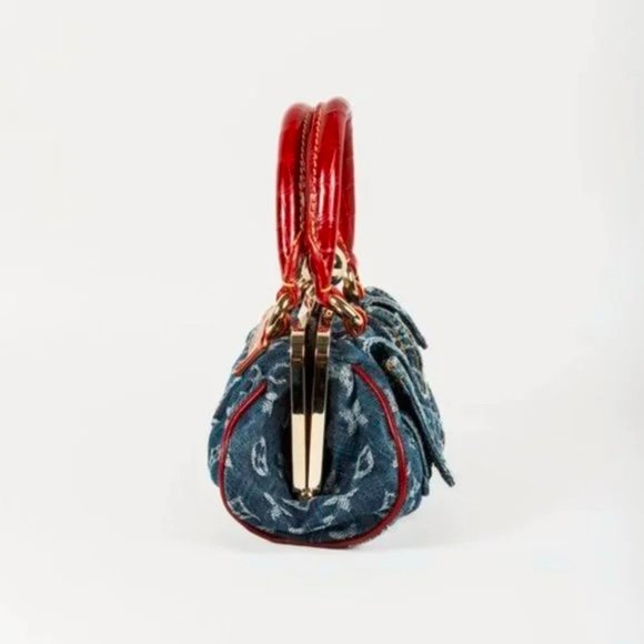 Louis Vuitton Monogram Denim Red Alligator Sac Fermoir GM - Picture 3 of 12